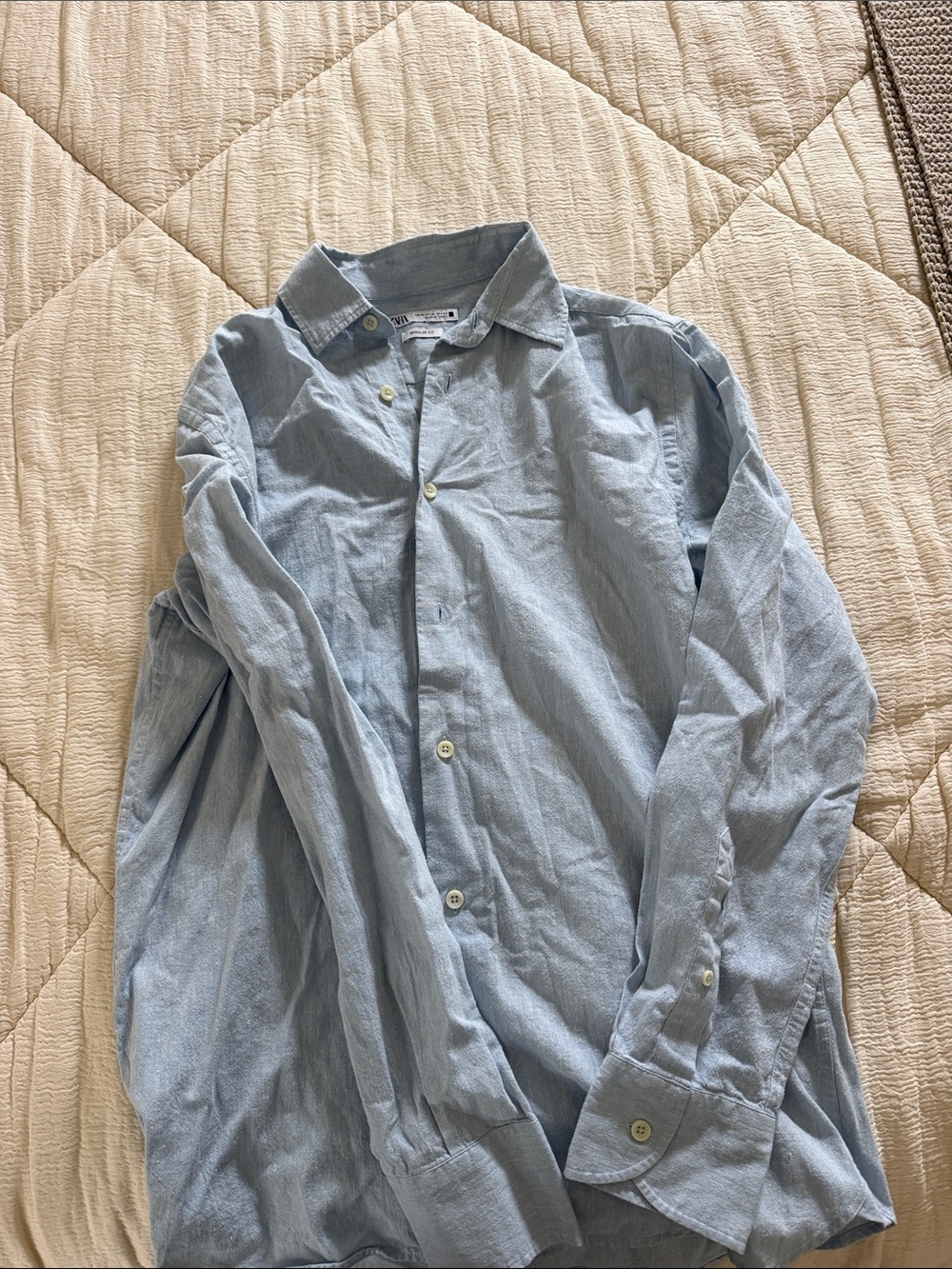 Zara Light Blue Men's Button-Up Shirt